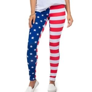 Tipsy Elves American Flag Leggings for Women. SIZE M